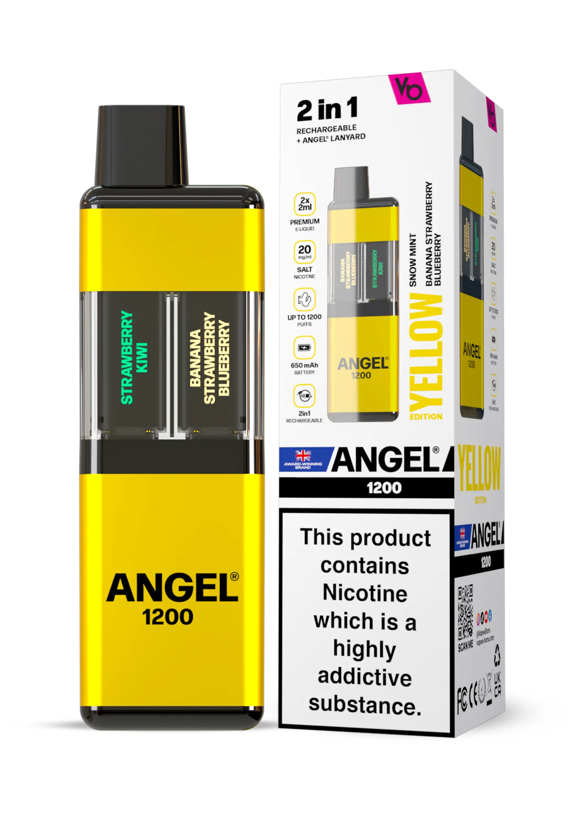  Yellow Edition Angel 1200 Rechargeable Disposable Pod Kit 